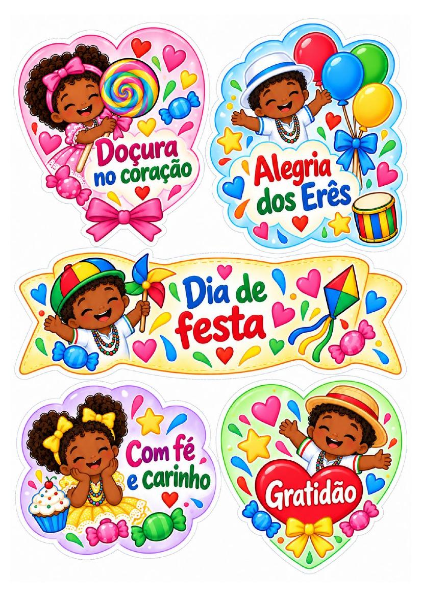 Plaquinhas com frases para a Festa dos Erês